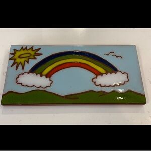 Mini Terracotta Rainbow Hanging Wall Decor / Paperweight 8” x 4”.